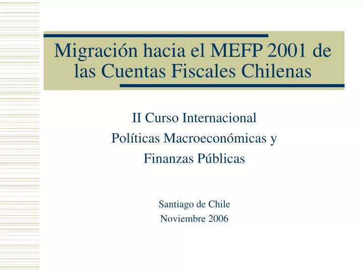 migraci n hacia el mefp 2001 de las cuentas fiscales chilenas