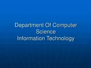 Department Of Computer Science Information Technology