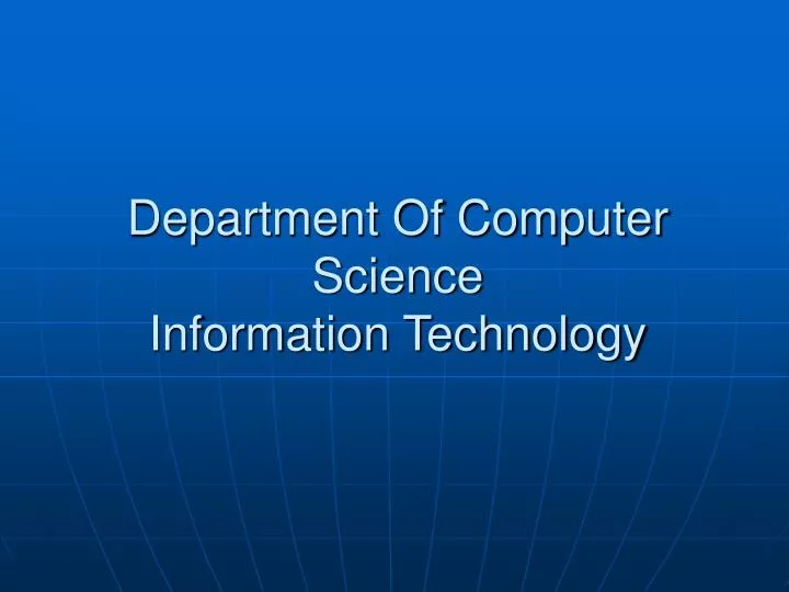 department of computer science information technology