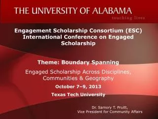 Engagement Scholarship Consortium (ESC) International Conference on Engaged Scholarship