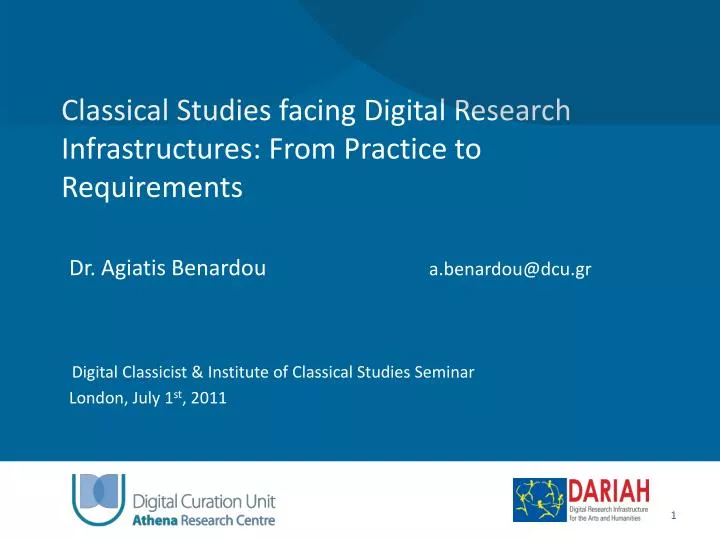 classical studies facing digital research infrastructures from practice to requirements