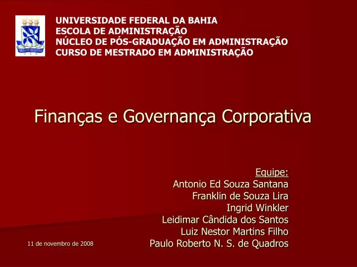 finan as e governan a corporativa