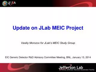 Update on JLab MEIC Project