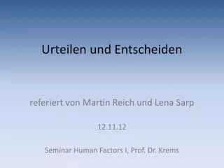 urteilen und entscheiden