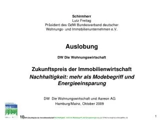 DW Die Wohnungswirtschaft und Aareon AG Hamburg/Mainz, Oktober 2009