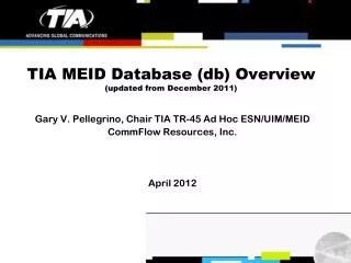 TIA MEID Database (db) Overview (updated from December 2011)