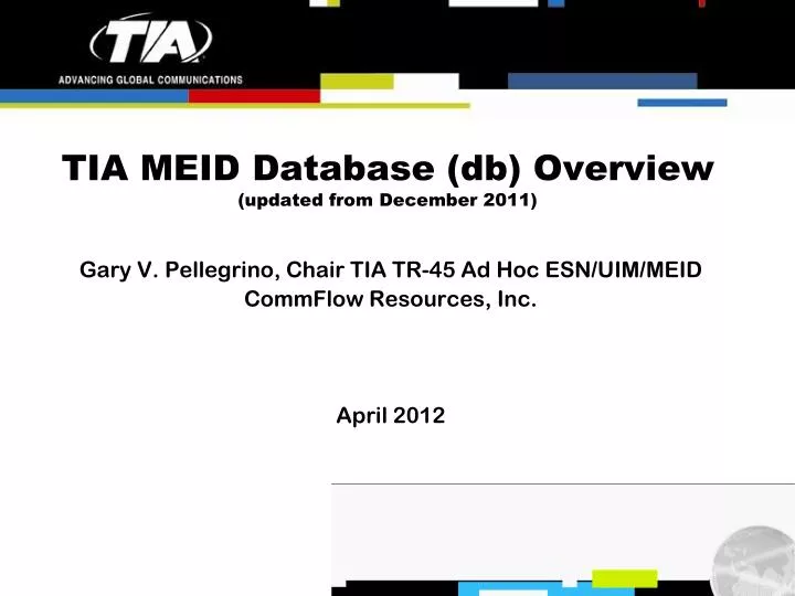 tia meid database db overview updated from december 2011