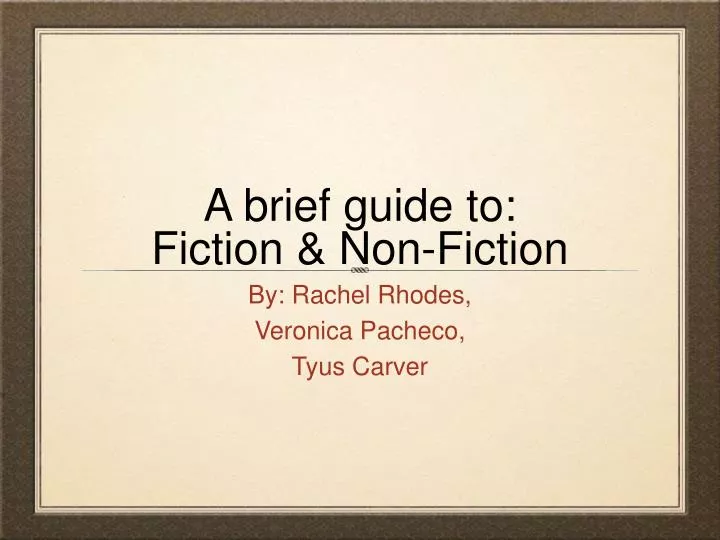 a brief guide to fiction non fiction