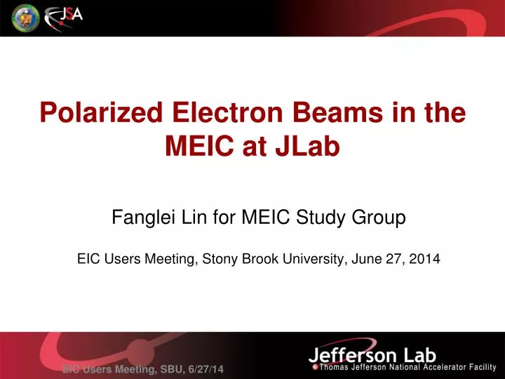 polarized electron beams in the meic at jlab