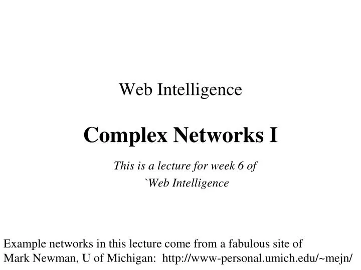 web intelligence complex networks i