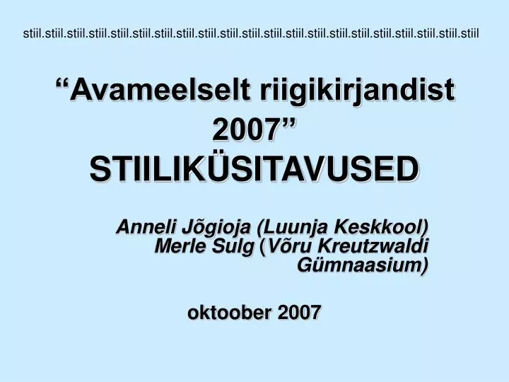 avameelselt riigikirjandist 2007 stiilik sitavused