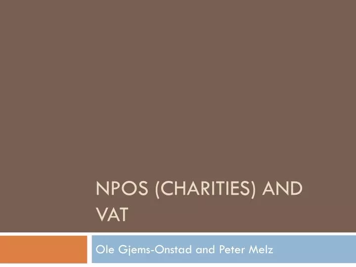npos charities and vat