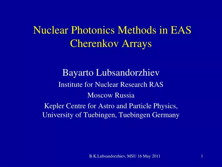 nuclear photonics methods in eas cherenkov arrays