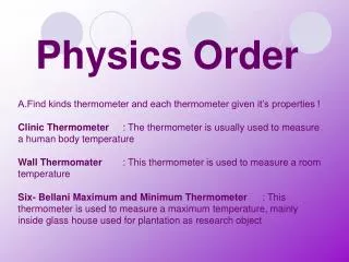 Physics Order