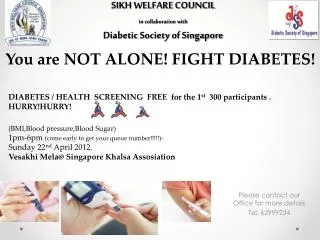 SIKH WELFARE COUNCIL in collaboration with Diabetic Society of Singapore