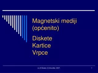 magnetski mediji op enito diskete kartice vrpce
