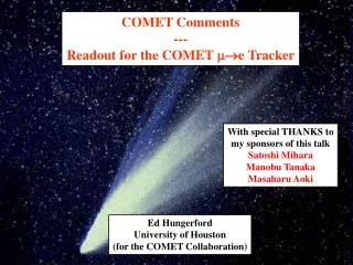 COMET Comments --- Readout for the COMET ??e Tracker
