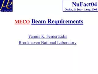MECO Beam Requirements