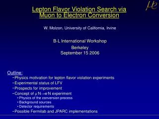 Lepton Flavor Violation Search via Muon to Electron Conversion