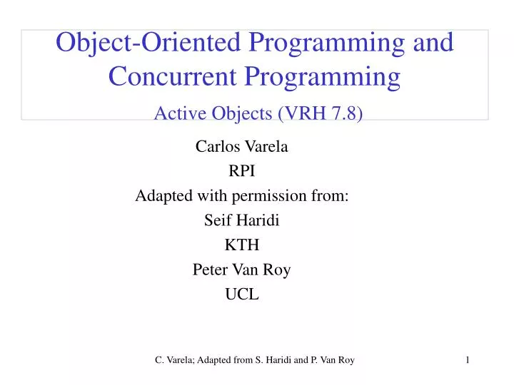object oriented programming and concurrent programming active objects vrh 7 8