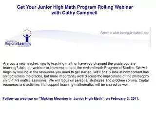 Get Your Junior High Math Program Rolling Webinar with Cathy Campbell