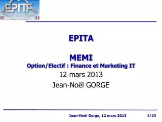 EPITA MEMI Option/Electif : Finance et Marketing IT