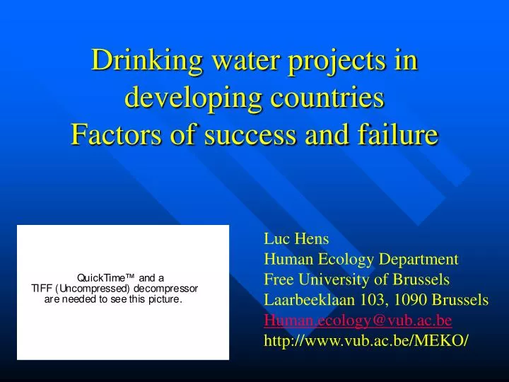 drinking water projects in developing countries factors of success and failure