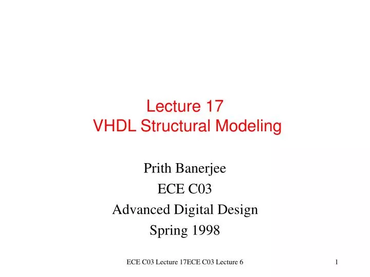 lecture 17 vhdl structural modeling
