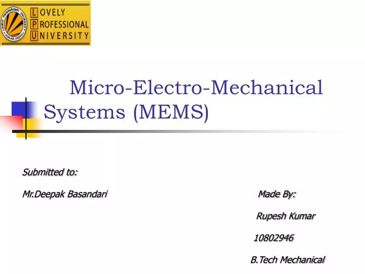 micro electro mechanical systems mems