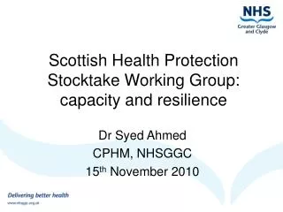 Scottish Health Protection Stocktake Working Group: capacity and resilience