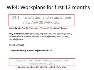 WP4: Workplans for first 12 months