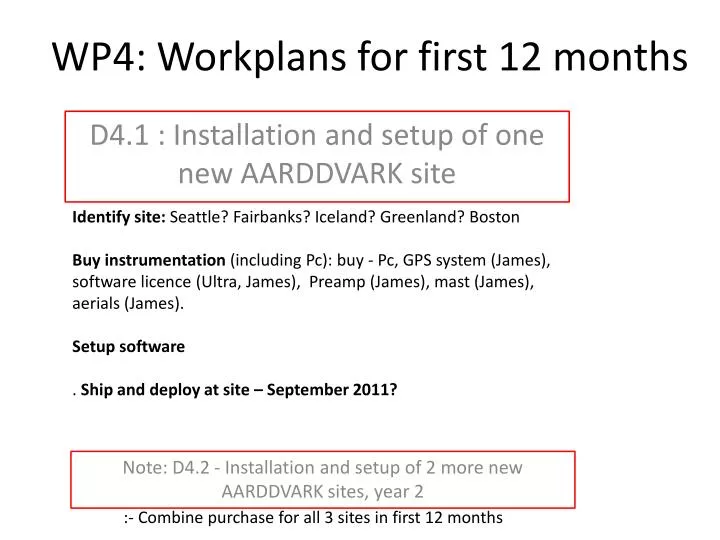 wp4 workplans for first 12 months