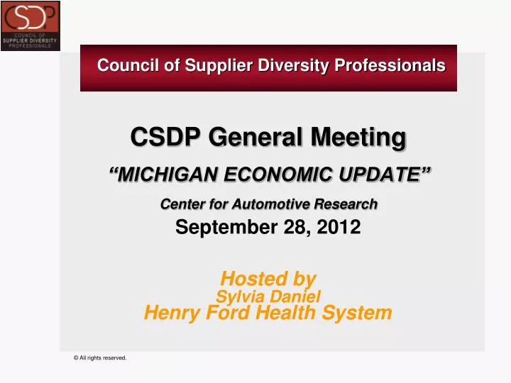 csdp general meeting michigan economic update center for automotive research september 28 2012