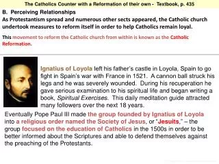 The Catholics Counter with a Reformation of their own - Textbook, p. 435