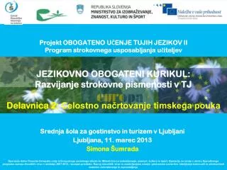 projekt obogateno u enje tujih jezikov ii program strokovnega usposabljanja u iteljev