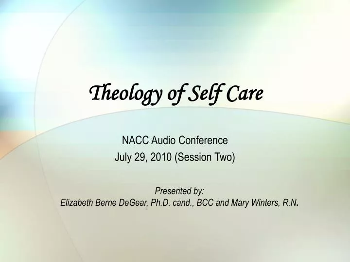 theology of self care