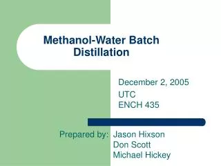 Methanol-Water Batch Distillation