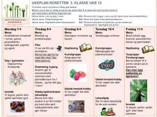ukeplan rosetten 2 klasse uke 15