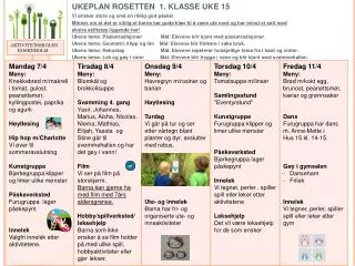 ukeplan rosetten 1 klasse uke 15