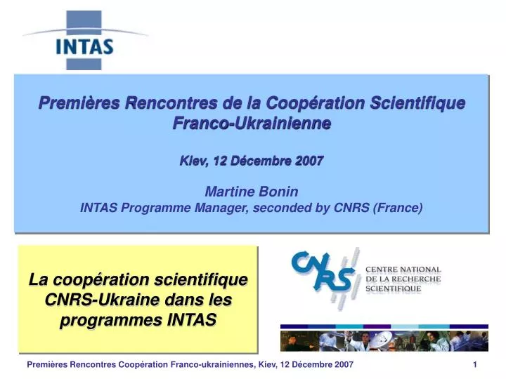 la coop ration scientifique cnrs ukraine dans les programmes intas