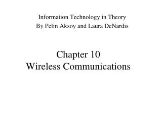 Chapter 10 Wireless Communications