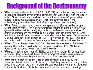 Background of the Deuteronomy