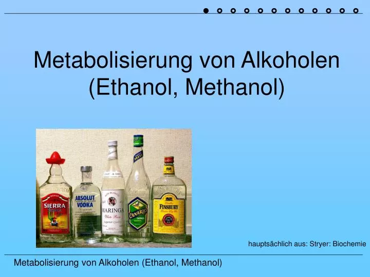 metabolisierung von alkoholen ethanol methanol