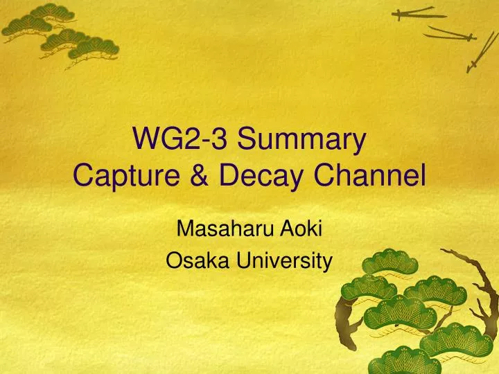 wg2 3 summary capture decay channel