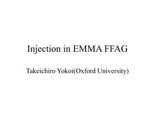 Injection in EMMA FFAG