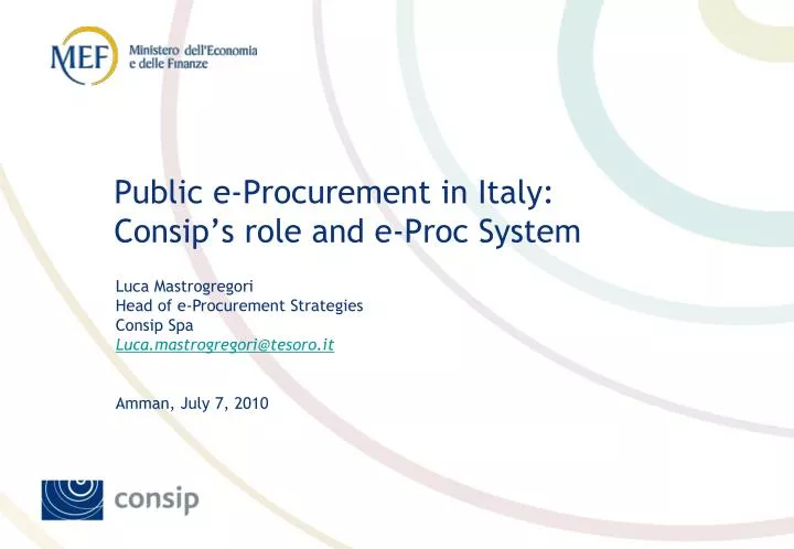 public e procurement in italy consip s role and e proc system