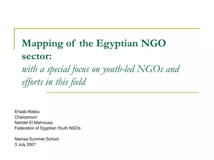 mapping of the egyptian ngo sector with a special focus on youth led ngos and efforts in this field