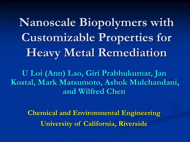 nanoscale biopolymers with customizable properties for heavy metal remediation
