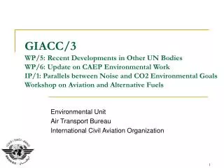 Environmental Unit Air Transport Bureau International Civil Aviation Organization