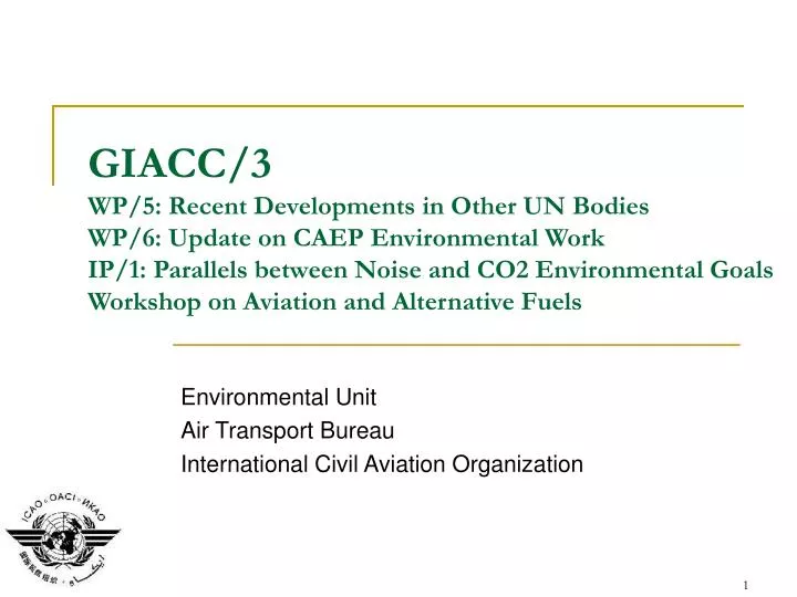 environmental unit air transport bureau international civil aviation organization